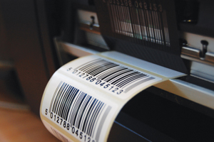 Project management - Barcode sticker close-up